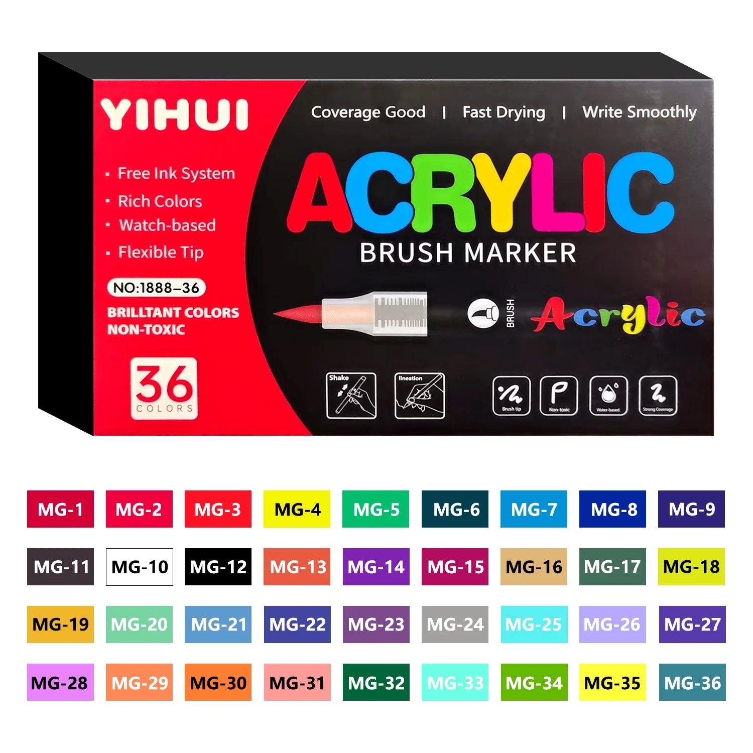 Feutres acryliques 36 couleurs
