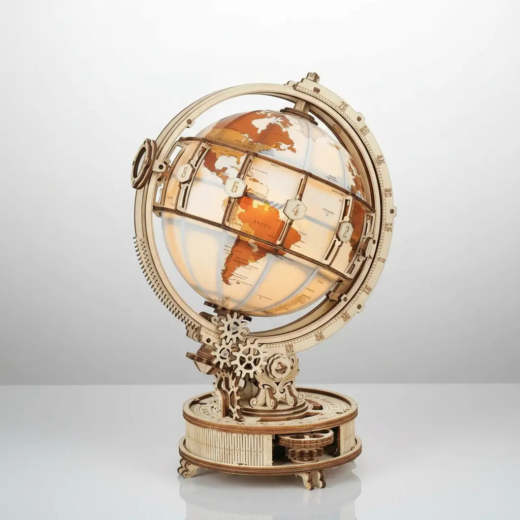 Maquette globe lumineux en bois