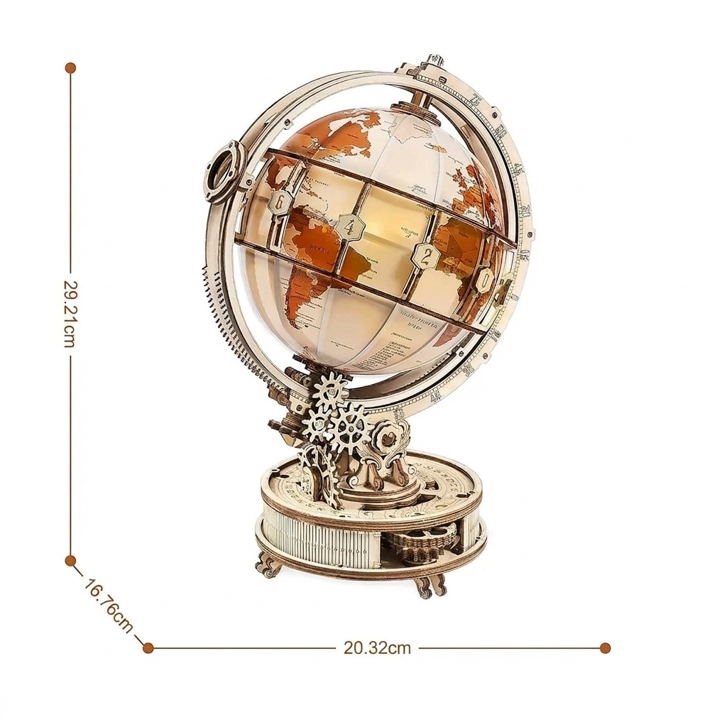 Maquette globe lumineux en bois