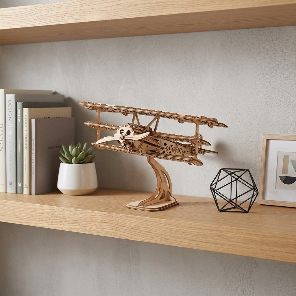 Maquette avion biplan en bois