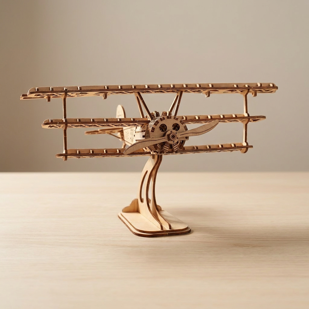 Maquette avion biplan en bois