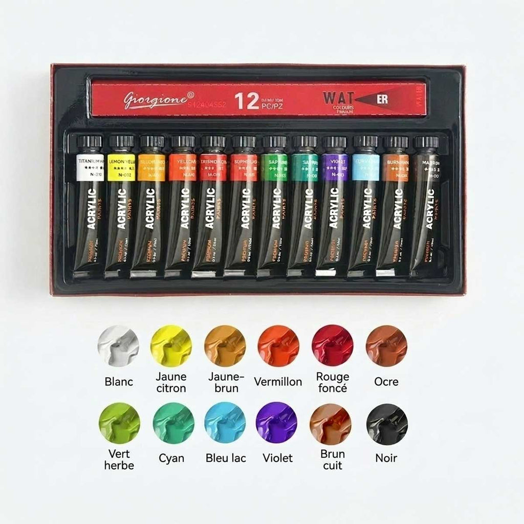 Coffret peinture acrylique 12 couleurs 12ml