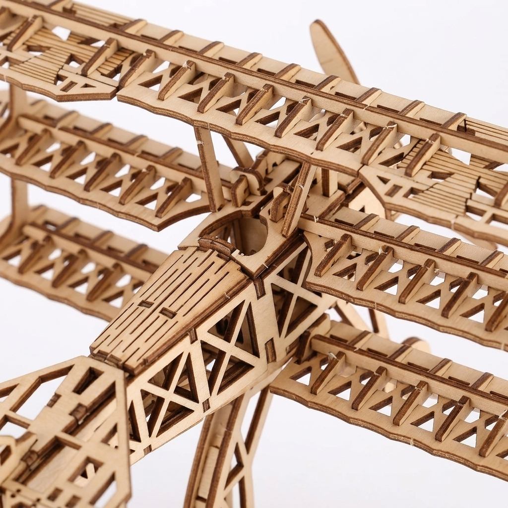 Maquette avion biplan en bois